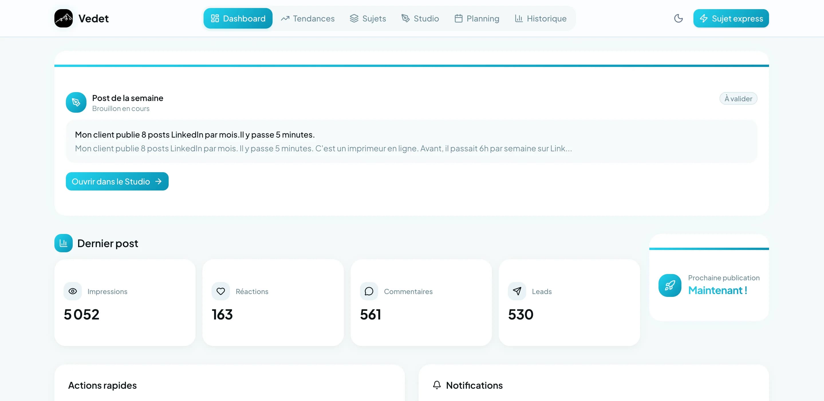 Vedet — Pilotage automatique de contenu LinkedIn